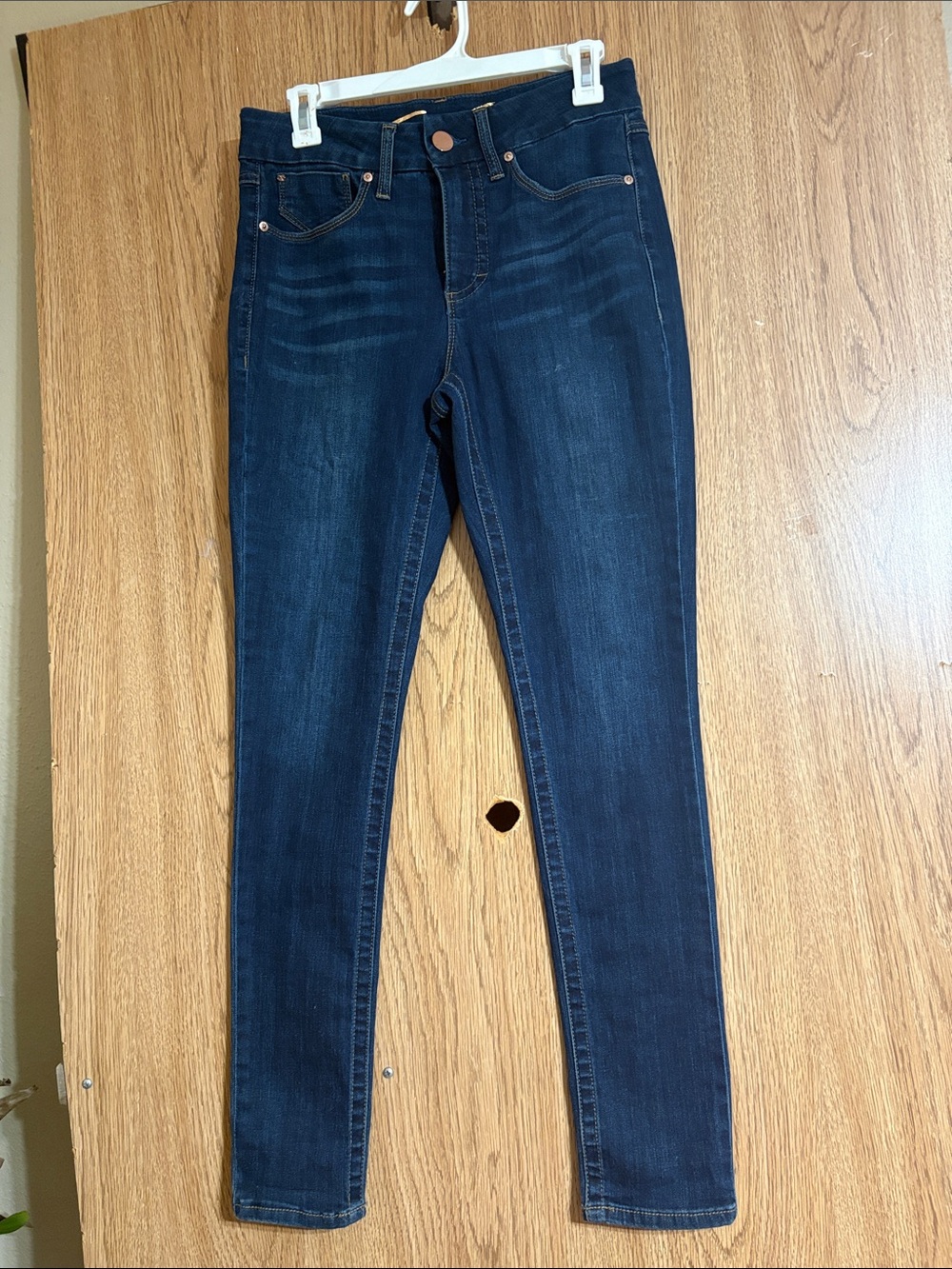 Seven7 Dark Blue High-Rise Skinny Jeans